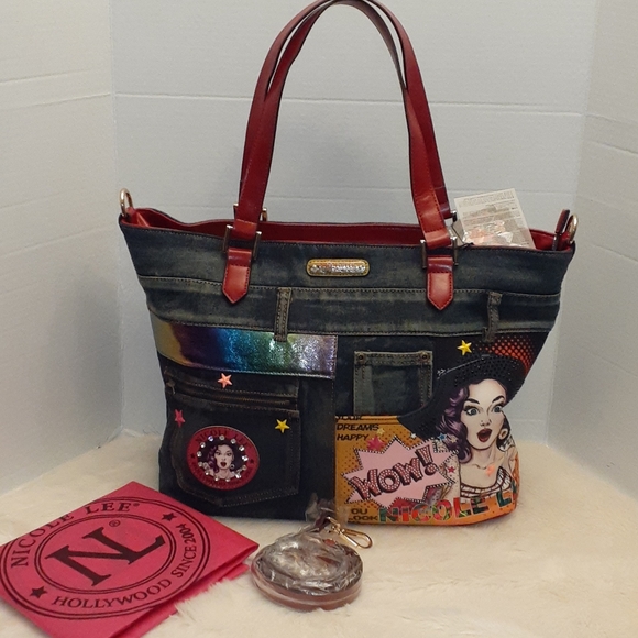Nicole Lee Handbags - (NWT) LARGE NICOLE LEE DENIM HANDBAG
